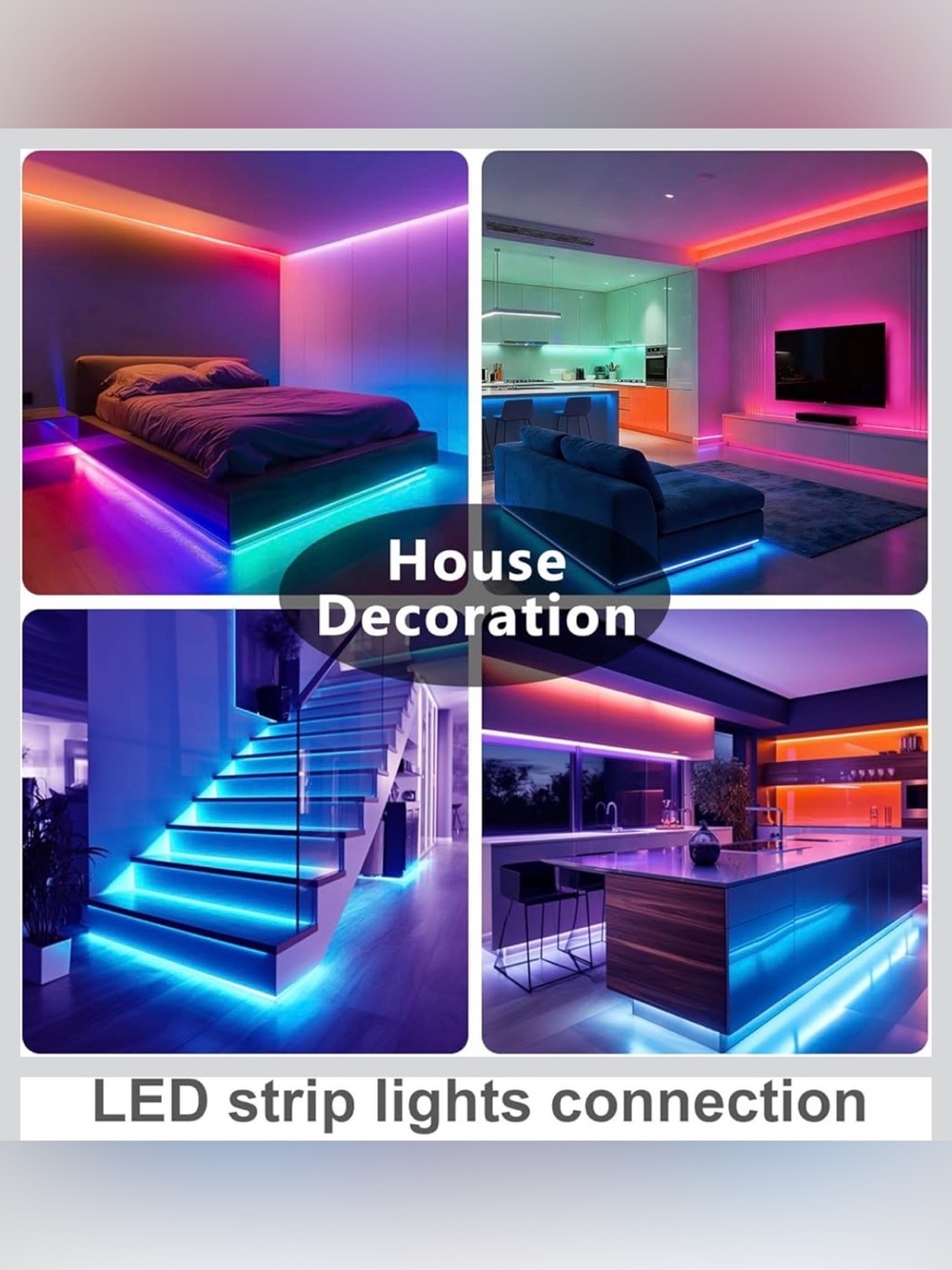 50 Feet of RGB LED Strip Lights Music Synchronized Remote Control Multi-Color